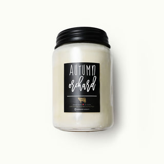 26 oz mason candle jar labeled 'Autumn Orchard' on a white background