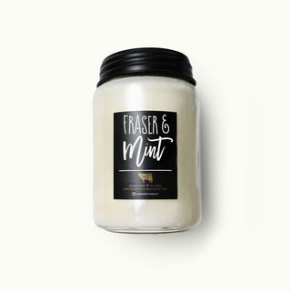 26 oz mason candle jar labeled 'Fraser & Mint' on a white background