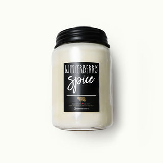 26 oz mason candle jar labeled 'Winterberry Spice' on a white background