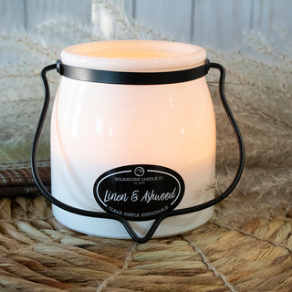 Linen & Ashwood Candle | 16 oz Butter Jar