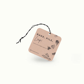 Brown air freshener with text and illustrations on a white background