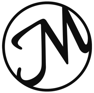 M logo in black text with a black circle outline on a white background