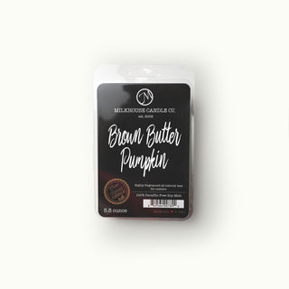 Milkhouse Candle Co. 'Brown Butter Pumpkin' wax melt package on a white background