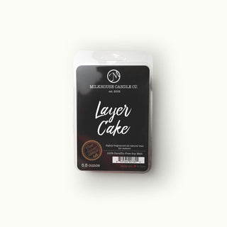 Milkhouse Candle Co. 'Layer Cake' wax melt package on a white background