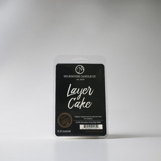 Milkhouse Candle Co. 'Layer Cake' wax melt package on a white background