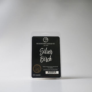Milkhouse Candle Co. 'Silver Birch' wax melt package on a white background