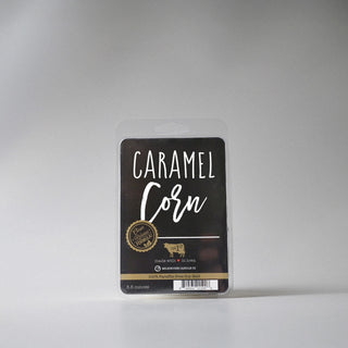 Milkhouse Candle Co. 'Caramel Corn' wax melt package on a white background