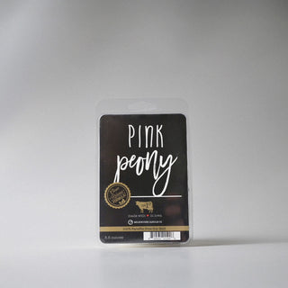 Milkhouse Candle Co. 'Pink Peony' wax melt package on a white background